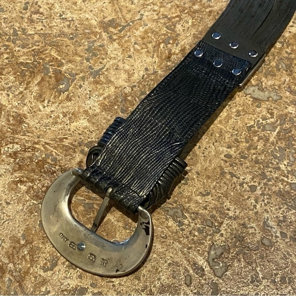Women Gray Leather Silver Design Buckle Size S/M-Made in Italy main image 8